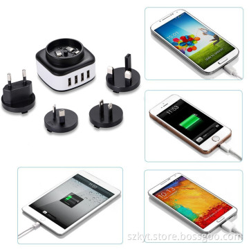 interchangeable adapter 22.5w 5V/4.5A 4-port usb adapter USB travel adapter CE,Rohs,Fcc,SAA,KC